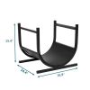 Modern Classic Black Steel Firewood Rack Log Holder for Indoor or Outdoor Use