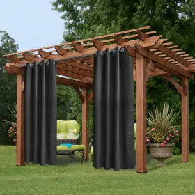 50 In. X 84 In. Indoor Outdoor Dark Gray Grommet Curtain 1 Panel (Option: 50inx 84in)