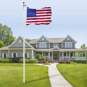 20 FT Sectional Flag Pole Kit Extra Thick Aluminum Flagpole with 1 Flag 2 Rope (size: 20FT)